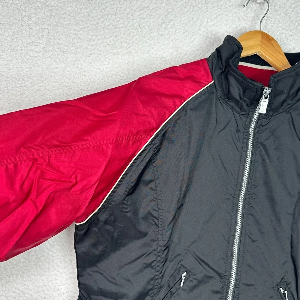 Nike Vintage Red‎ Black Track Jacket Women L Full Zip Swoosh Windbreaker Y2K 90s